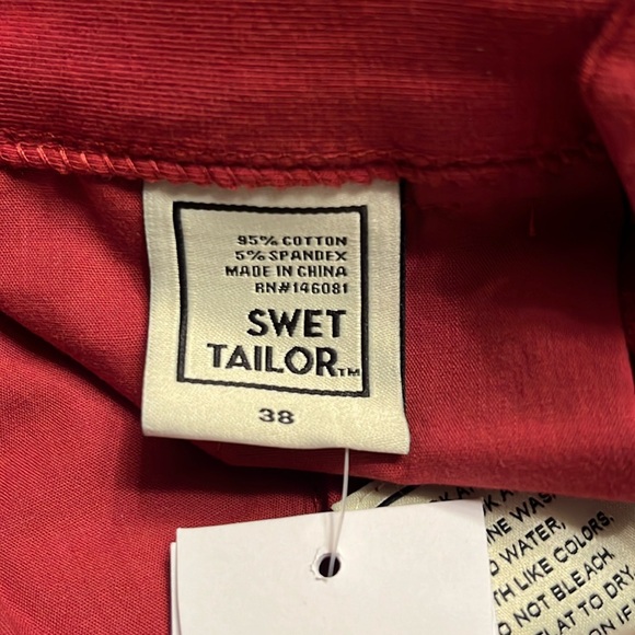 Swet Tailor Men’s The Everyday Chino Short in Red Wine soft Size 38 NWT - Picture 5 of 8